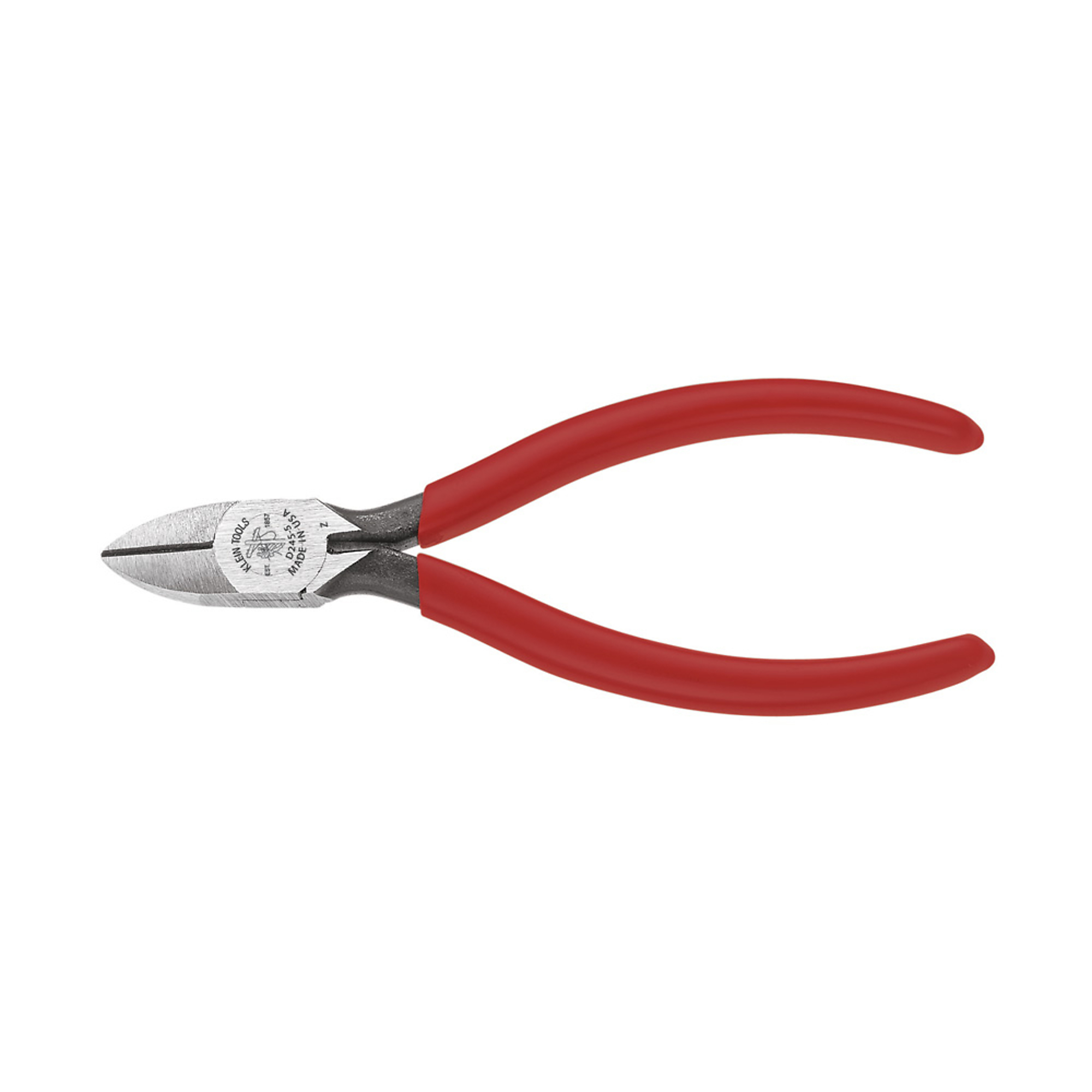 Klein Tools, Diagonal Cutting Pliers, Tapered Nose, 5in., Pieces (qty.) 1 Material Steel, Jaw Capacity 1.05 in, Model# D245-5